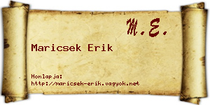 Maricsek Erik névjegykártya